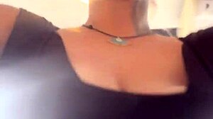 blonde sweats hard at gym, removes big tits to breathe!