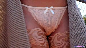 Milf in Stockings Sucks Cock Outdoors