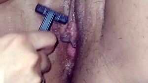 Home trio shaves wife's vagina before oral pleasure