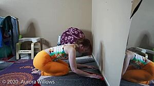 European Babe in Yoga Lesson 352 with Shaved Pussy and Natural Tits