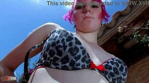 Pretty Redhead Punk Does Solo Striptease On Terrace During Photoshoot