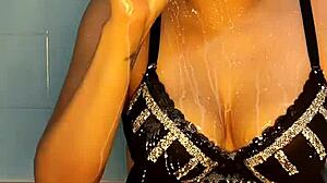 blue changed his cock for a big dildo and swallows it all