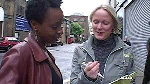 Ebony girl lala rides big black cock while deepthroating another