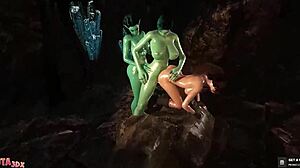 Tomb Raider says, 'Get spitroasted and train fucked by these naughty cave trolls!'