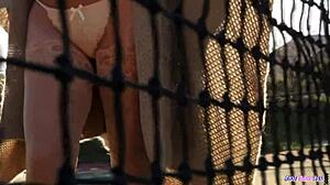 Milf in Stockings Sucks Cock Outdoors