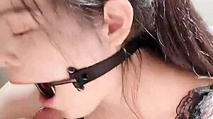 Extreme deepthroat goddess gags with spit and tears