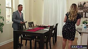 Hot BBW Blonde MILF MASSAGES Perverted Lawyer With Her Big Ass