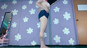 Cute milf flashes pierced nipples during bikini yoga workout. 😍