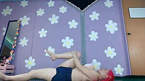 Cute milf flashes pierced nipples during bikini yoga workout. 😍