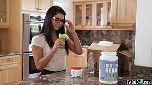 cute petite teen gina valentina experiences first blowbang with five huge cocks.