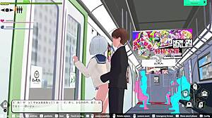 in this loop train hentai game, the elevator scene has squirting and creampie action.