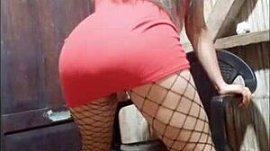 seductive stepdaughter uses instincts to tease stepfather, lifts skirt to show vagina, he approaches with penis