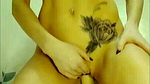 i'm fucking my wet pussy with a big dildo in the shower, oops