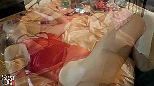 1940 - french amateur red satin bodysuit heels doggy style pov ass licking blowjob spanking