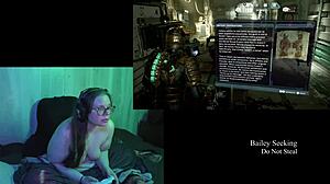 Naked Brunette BBW Plays Deadspace With Big Natural Tits