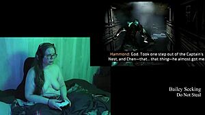 Naked Brunette BBW Plays Deadspace With Big Natural Tits