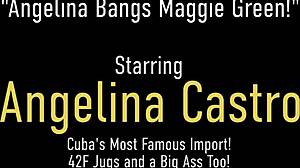 Busty strap on lesbians angelina castro and maggie green stuff muffs