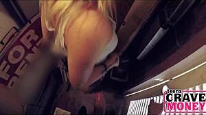 blonde teen says, 'fuck me for cash, i need money fast' pov blowjob