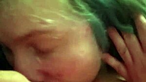 Blue Hair Girl Delivers Long Blowjob with Expertise