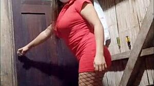 seductive stepdaughter uses instincts to tease stepfather, lifts skirt to show vagina, he approaches with penis