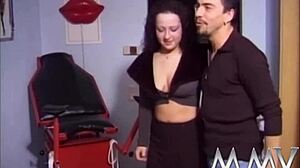 Brunette Bitch Handles Two Hard Cocks with Messy Facial Finish