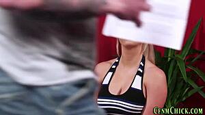 british femdoms humiliate with cfnm blowjobs, sucking and cumshots