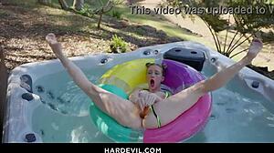 Insane Squirts DP And Blowjob With Blonde Outdoors