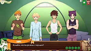 YOUNG TWINK PLAYS GAME WITH FRIEND IN ANIME STYLE.