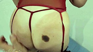 Bubble butt teen bent over in red dress for doggystyle