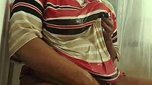 Ebony MILF Soaks Up Clothed Shower Fun with Toys