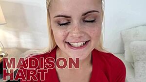 Madison Hart Cute Blonde Teen Performs Impressive No Hands Blowjob.