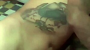 Amateur with big tits takes two monster cocks in motel