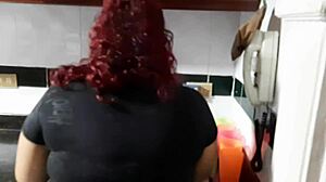 HORNY LATINA MAID SUCKS BIG BLACK COCK!