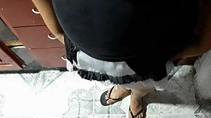 HORNY LATINA MAID SUCKS BIG BLACK COCK!