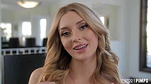 All Natural Blonde Charlotte Sins Give Joi and Masturbates in Red Lingerie and Stockings