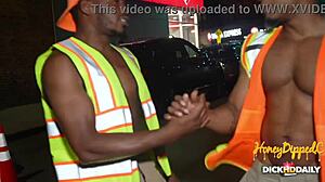 Devin drills ebony pipes outdoors