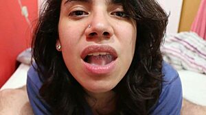 oldie gives blowjob, swallows mouthful of cum after cumplay