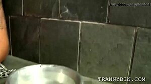 trans woman dominates her submissive partner with spit play.