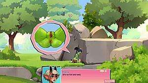 In this game review, a horny young female orc face-sits a lucky boy in nature