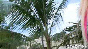 legal age teen 18+ gets into hardcore pov action with small tits bouncing during wild sex.