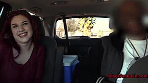 Redhead Teen 18+ Encounters Black Cock In Car With Big Tits