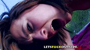 Let's fuck outside with rough anal sex!