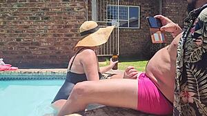 Old fat guy gets cock sucked by hotel girl in public