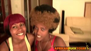 Amateur Ebony Ladies Kiss Before African Blowjob Fun!