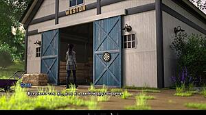 Redhead whore exposes small tits outdoors