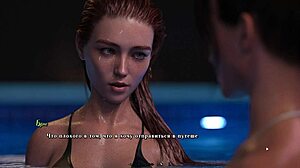 Redhead whore exposes small tits outdoors