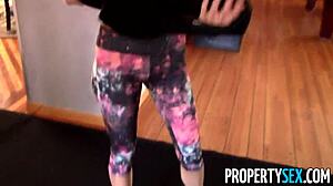 the horny wife in spandex tricks strangers into fucking her