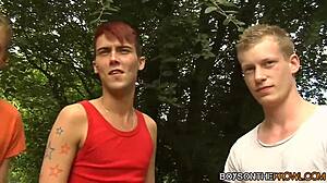 Mark Lloyd Sucks Cocks Outdoors With Friends