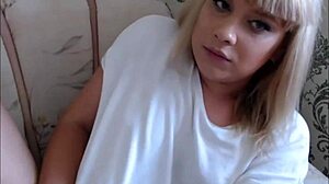 Blonde Transsexual Cums On Herself On Live Cam