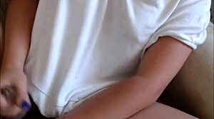 Blonde Transsexual Cums On Herself On Live Cam